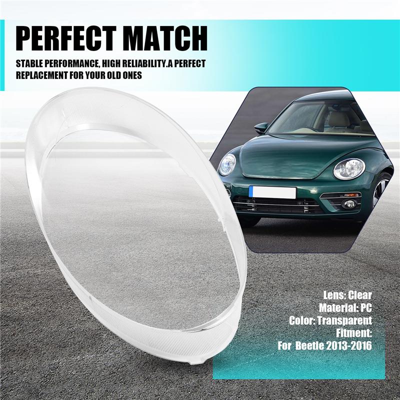 Стеклянная линза фары автомобиля для VW Beetle 2013-2016 Прозрачная оболочка Маска Покрытие фары Замена стекла-A87Q