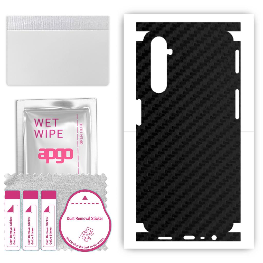 apgo Protective Skin Sticker for the Back+sides Compatible with Realme 6, Full Wrap Film, Foil, Vinyl - Pattern Carbon Black
