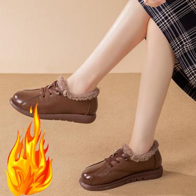 Женские мокасины зимние теплые шерстяные женские туфли на плоской подошве из натуральной кожи женские лоферы с мягкой подошвой нескользящая женская обувь