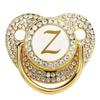 Baby Bling Pacifier Golden Pacifier Clip Letter Curved Pacifier with Dust Cover for Newborn Letter