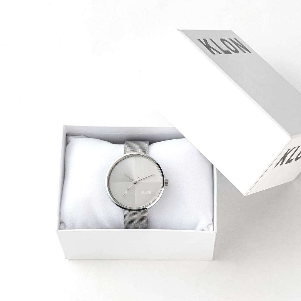 Часы серебряные популярные брендовые стильные унисекс KLON Fourth Dimension 38 мм женские женские -SILVER MESH-
