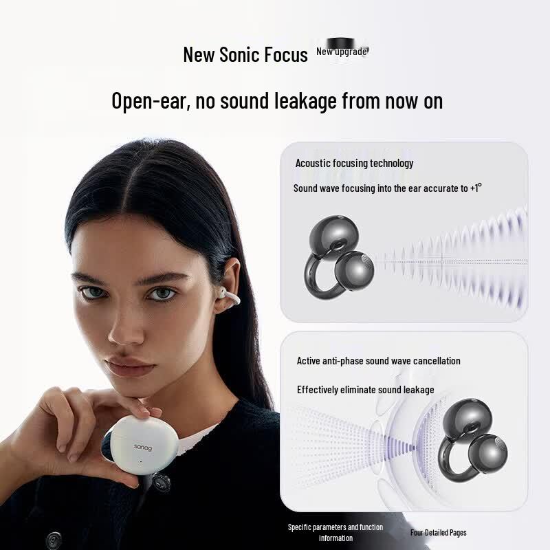 SANAG S7S AI Открытые Bluetooth-наушники-клипсы с ИИ-шумоподавлением