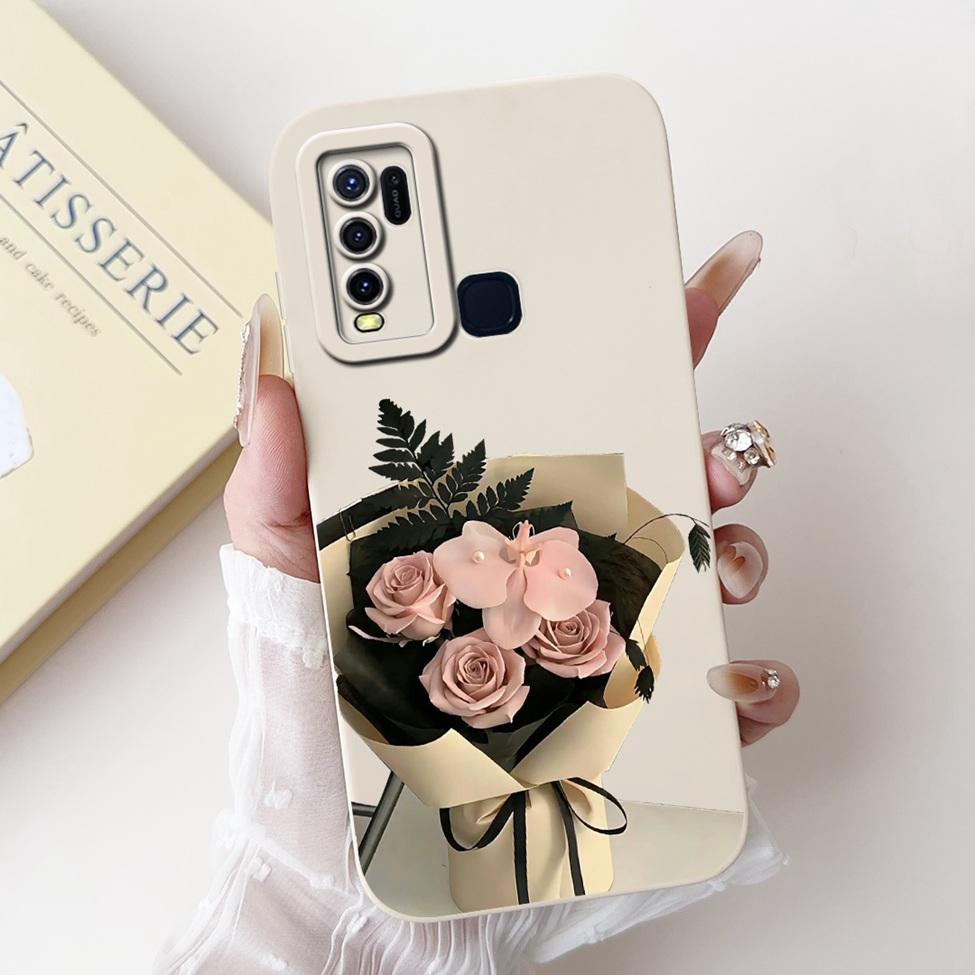 Для Vivo Y30 1938 Чехол Y50 1935 Роскошные Цветы Кавайный Милый Забавный Расписной Силиконовый Ударопрочный Чехол для Телефона Для Vivo Y50 Задняя Крышка