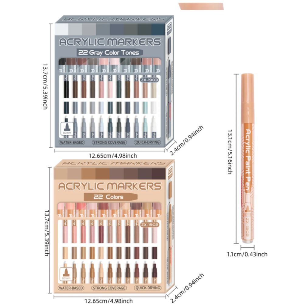 22 цвета акриловые маркеры для рисования, набор маркеров для раскрашивания, для дерева, холста, камня, стекла