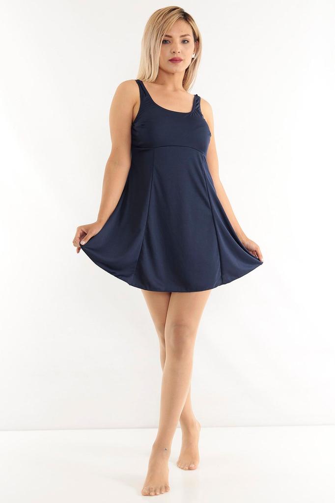 Women's Style Big Size Swimsuit Black Plus Size Skirted Swimsuit