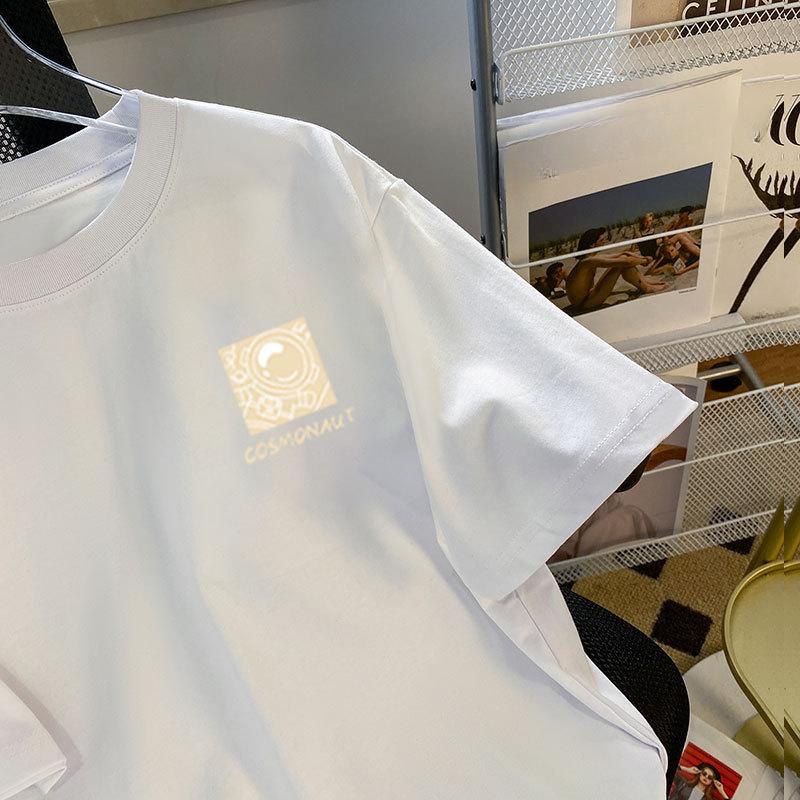 Летняя женская свободная дышащая простая ветрозащитная модная универсальная однотонная футболка с короткими рукавами