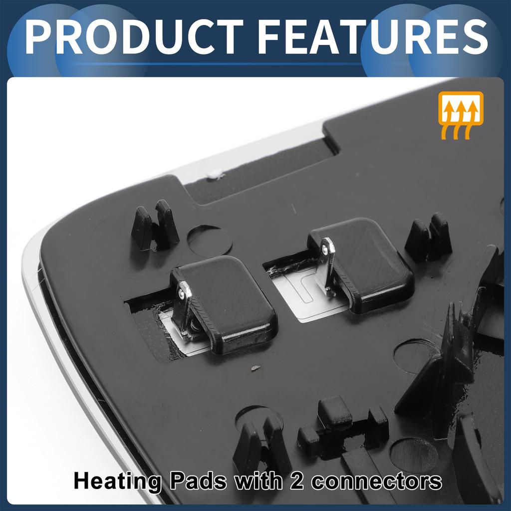 INFINAUTO Left Driver Side Mirror Glass Replacement with White Glass for Volkswagen Touareg Backplate, Convex, Heated, 2007-2010