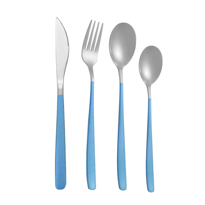 Корейский нож из четырех предметов для стейка из нержавеющей стали, вилка и ложка, набор посуды, домашний подарочный набор из нержавеющей стали с квадратной ручкой