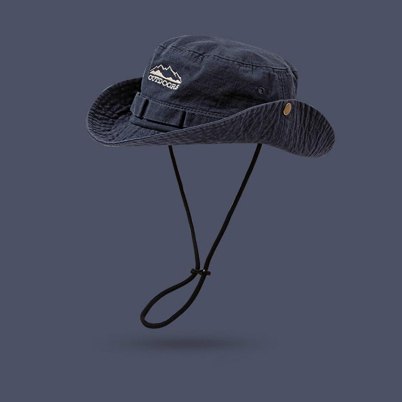 Summer Outdoor Mountaineering Hat For Men Women Sun Protection Bucket Cap Soild Color Drawstring Fisherman Caps Large Brim Visor