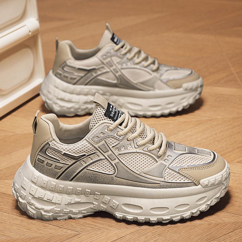 Модная мужская обувь в стиле «папины кроссовки» с эффектом потертости, новинка весны 2025 года, дышащие повседневные кроссовки на толстой подошве-шине
