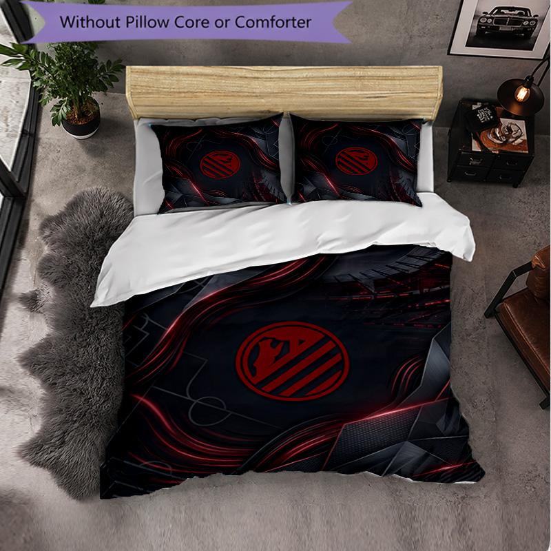 Atletico Madrid Pattern 3 Pieces Bedding Set Soft Microfiber Duvet Cover with Pillow Cases for Bedroom