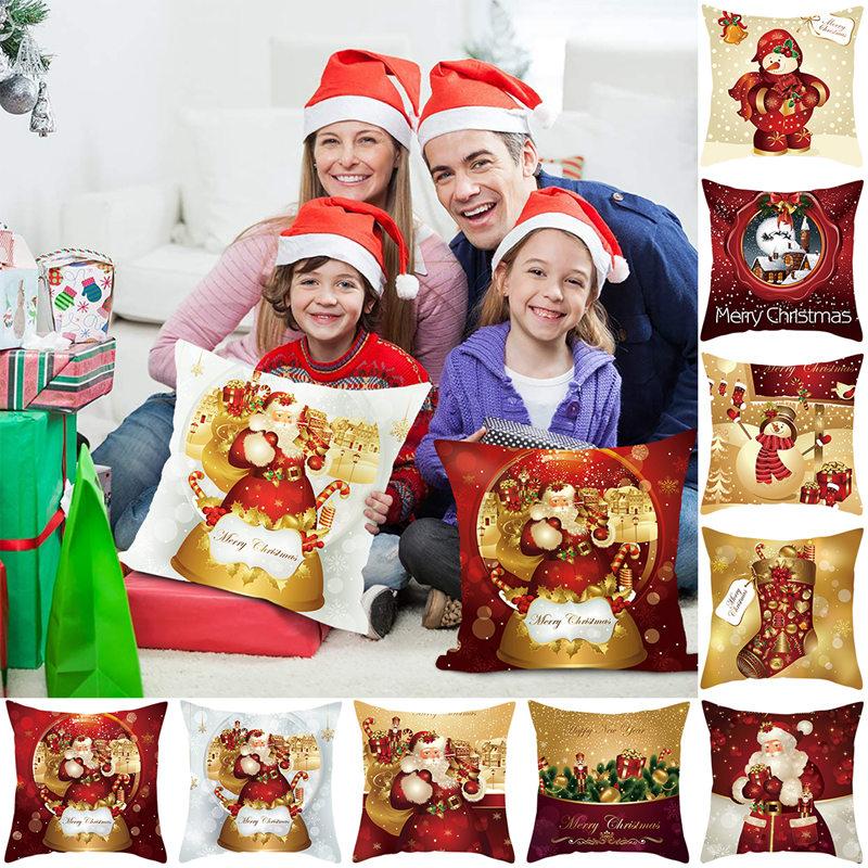 Christmas Cushion Cover Merry Christmas Decorations For Home Christmas Ornament Navidad Noel Xmas Gifts Happy New Year