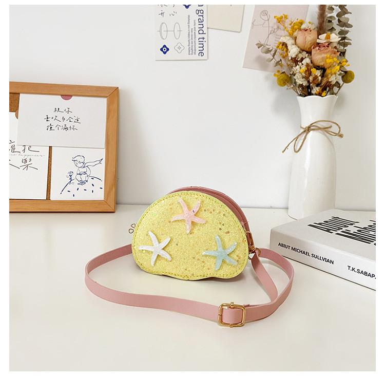 Childrens Cartoon Starfish Sequin Shoulder Bag With Zipper Pocket For Daily Use