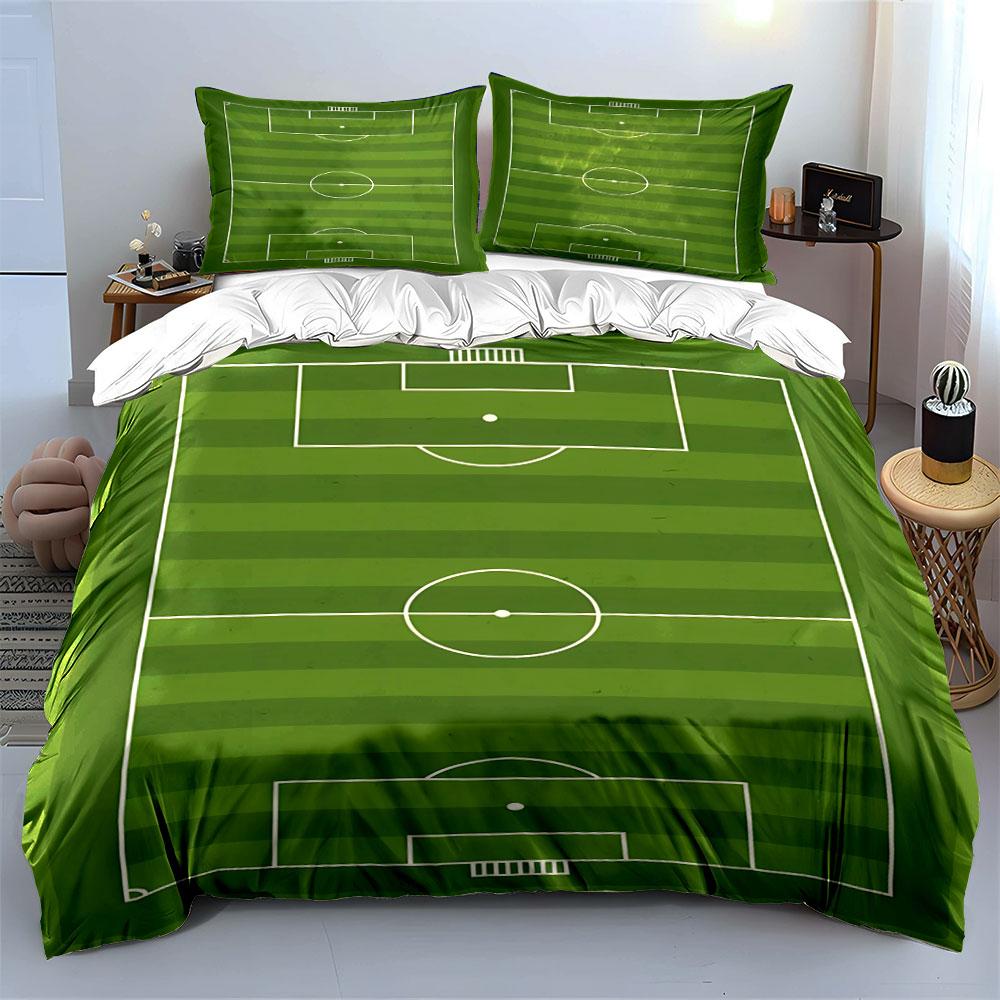 Green soccer field design. Bedding sets Duvet cover sets Duvet covers Pillowcases(1*Duvet Cover 2*Pillowcases without duvet insert)