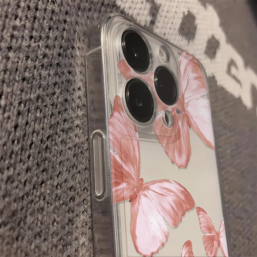 Butterfly Transparent Shockproof Phone Case for iPhone 16e 11 12 13 14 15 16 Pro Max XS X XR 7 8 16 Plus Soft Cover