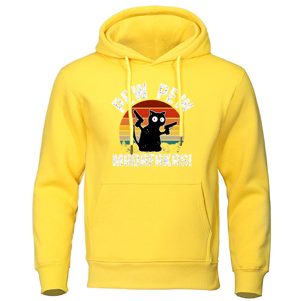 Pew Pew Madafakas Baby Black Cat с двумя пистолетами с капюшоном для мужчин, модные высококачественные толстовки с капюшоном, свободный спортивный костюм
