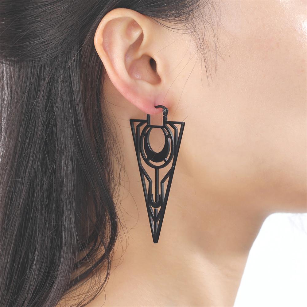 Cazador 2026 Vintage Triangle Hoop Earrings for Women Cross Stainless Steel Jewelry Moon Accessories Birthday Mother Gifts
