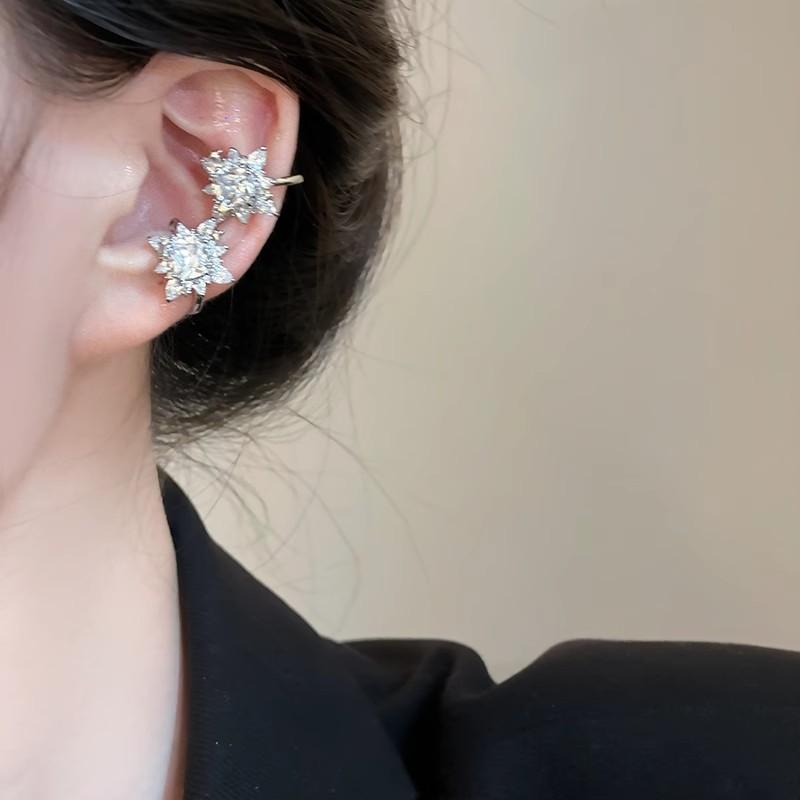 Bursting Stars, Ear Bone Clips, Light Luxury Niche High-End Ear Clips, Без сережек, Изысканный темперамент, Серьги темперамент, Женщины