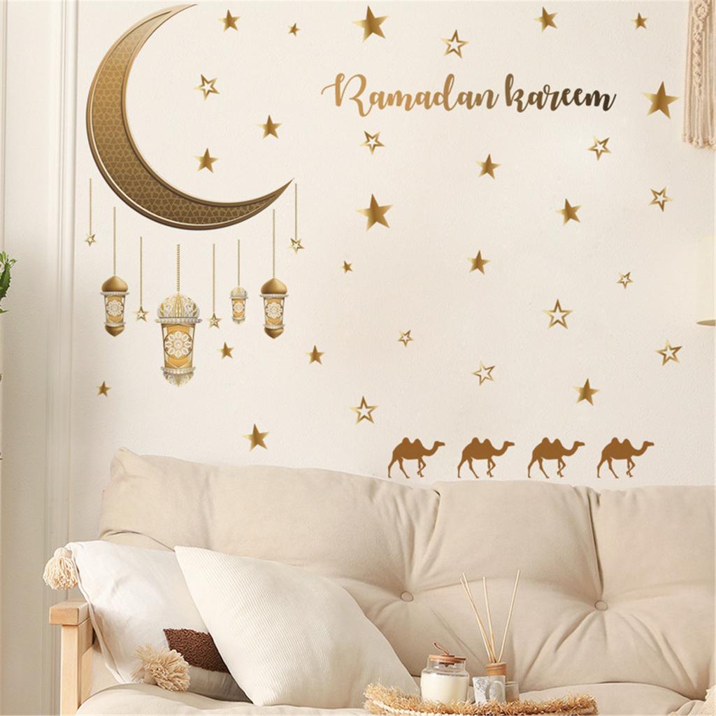 Creative Star Moon Chandelier Bedroom Living Room Entrance Wall Decoration Wall Sticker