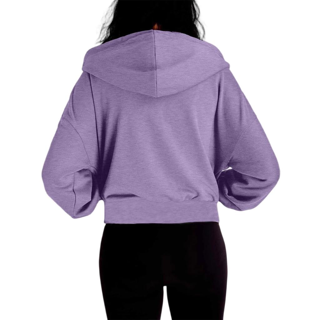 Женская модная зимняя толстовка с длинным рукавом, капюшоном и молнией, однотонная, свободного кроя