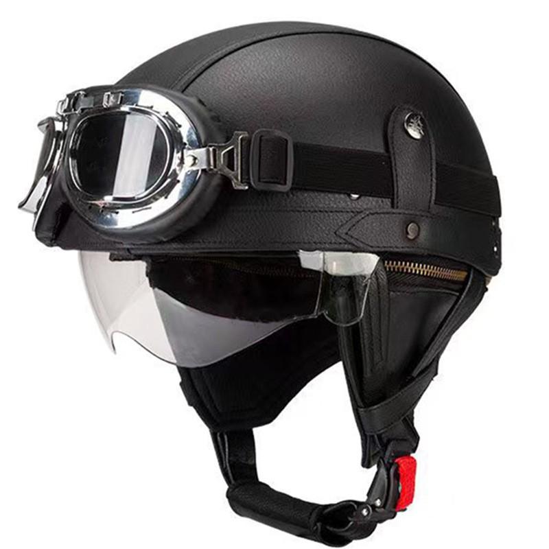 Vintage-Style Open Face Motorcycle Helmet Adults Unisex ABS Half With 3C Certification