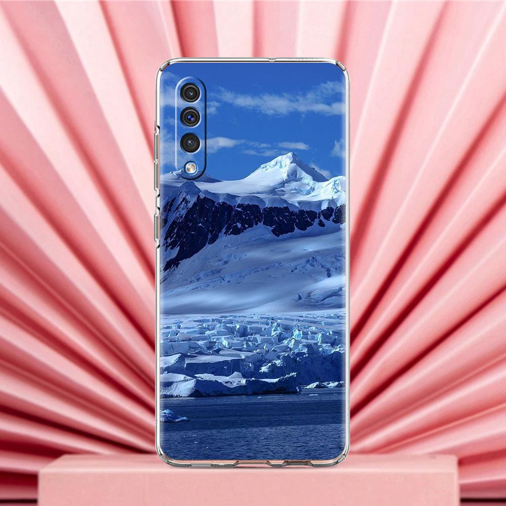 Чехол для телефона Samsung A56 A36 A26 A24 A16 A14 A12 A32 A50 A70 A22 A40 A34 A54 A42 A52 5G A04s A06 Обложка Антарктика снежный пейзаж