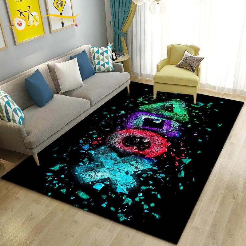 Cartoon Gamer Game Controller Carpet For Living Room Non Slip Parlour Sofa Large Area Rug Bedroom Kid Play Room Floor Mat