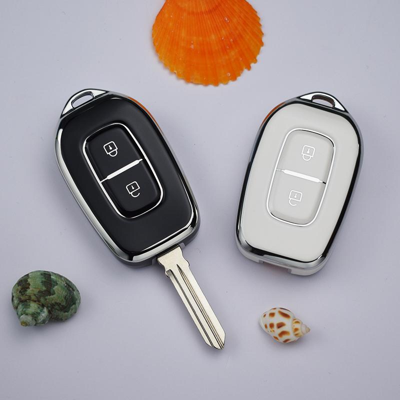 2 Button For Renault Kwid Traffic Symbol for Dacia Sandero Logan Duster 2016 2017 2018 Silver TPU Car Remote Key Fob Cover Case Shell