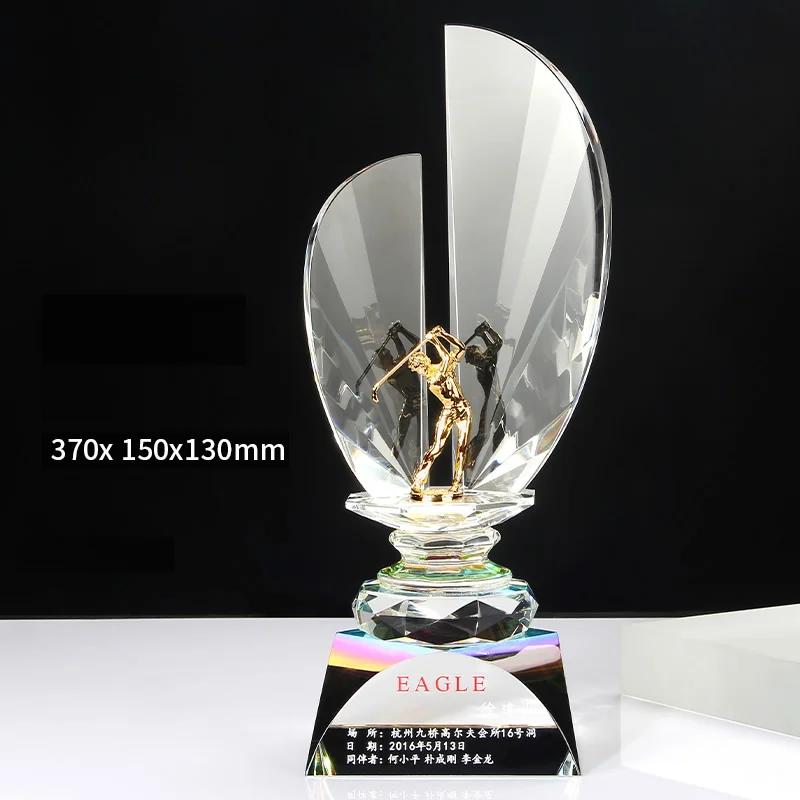 Customized High-End Sports Golf Crystal Trophy, One shot Hole, Competition Award Medal, New Home Decoration, Free Engraving, 1Pc