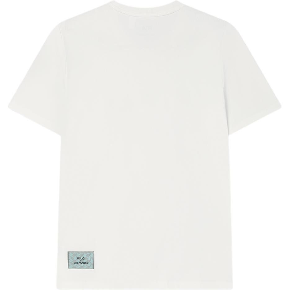 Fila X M.C. ESCHER Heritage Series Fashion Casual Short Sleeve T-Shirt Men Tops Cloud-Mushroom-White F11M538104F-WT