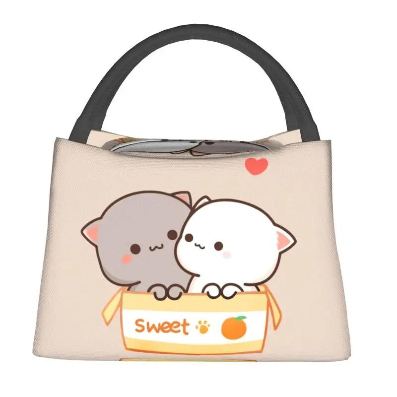 Индивидуальный романтический персиковый и гома моти кошка сумка для обеда женская сумка-холодильник термоизолированный ланч-бокс для офисных поездок