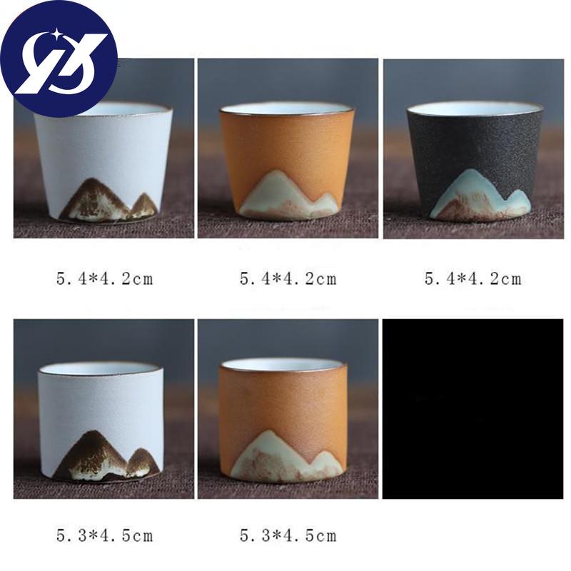 Hand Painted Mountain Ceramic Teacups Coarse Pottery C Nese Kung Fu Tea Set Handmade Teaware