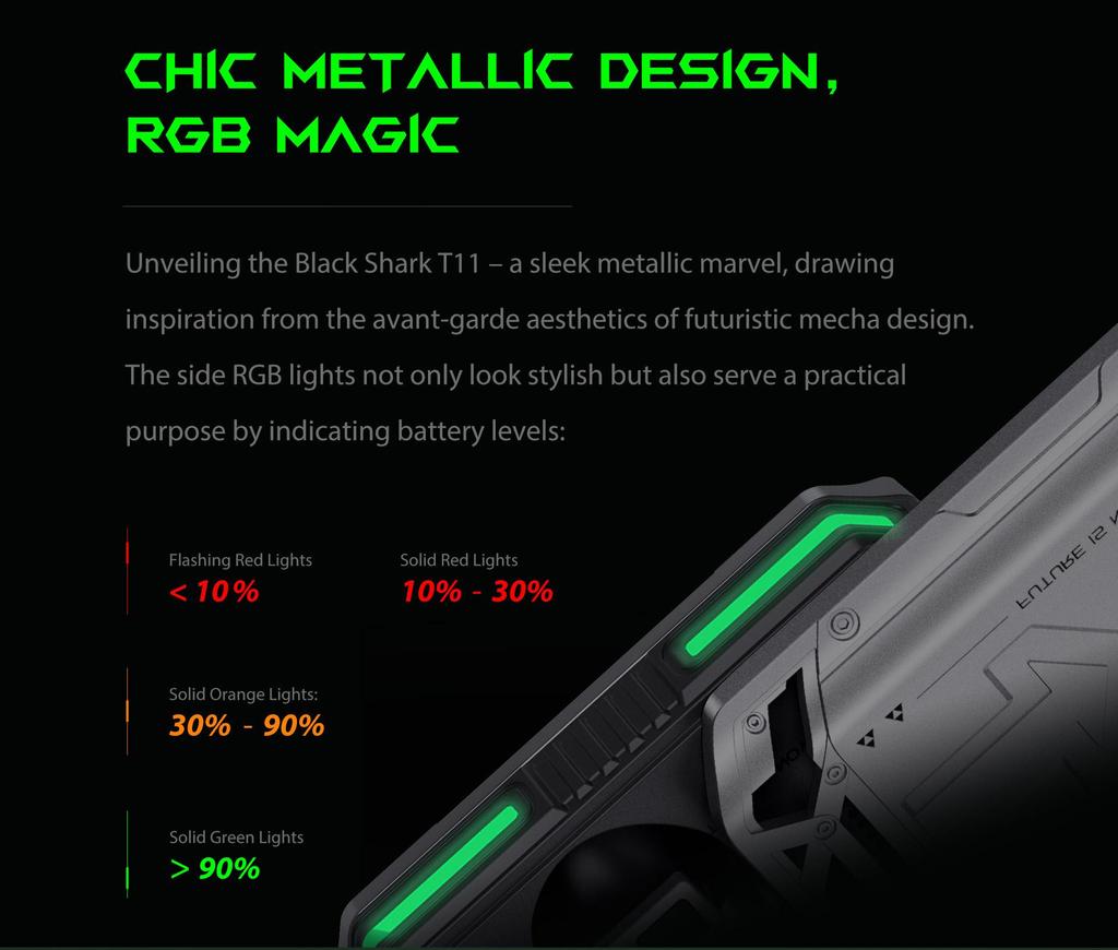 Black Shark T11 Bluetooth Earphones With Bluetooth 5.3,Stereo Noise Cancellation,And RGB Lighting