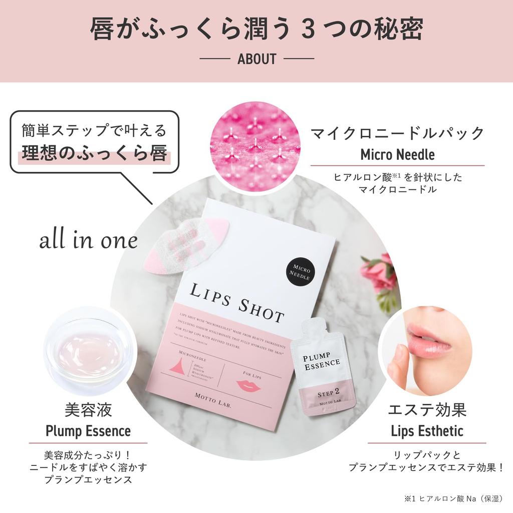 Official Lip Shot Microneedle Patch Lip Mask with Hyaluronic Moisturizing Lip Care Serum Acid, (1 Pack)