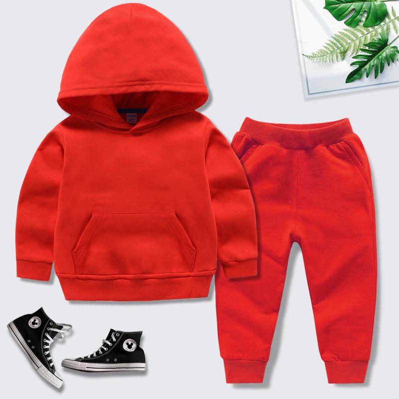 Детский хлопковый худи и штаны - комплект из двух предметов для мальчиков и девочек - весенне-осенняя спортивная одежда