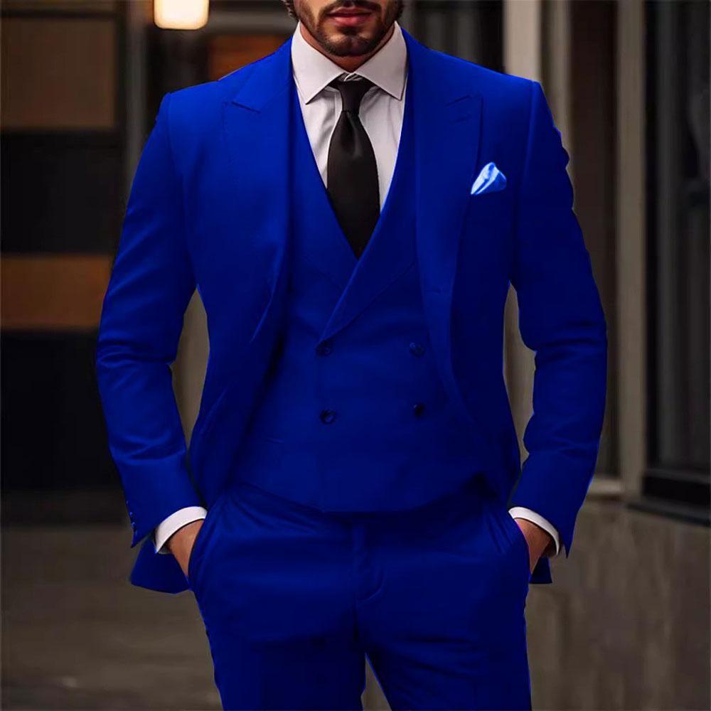 Green Men's 3 Pieces One Set Wedding Dress Suits Slim Fit Tuxedos Party Formal Male Suit For Groomsman Suit (Blazer+Vest+Pants)