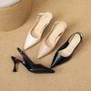 2025 New Spring and Autumn Temperament High Heels French Thin Heel Pointed Word Beautiful Bag Head Sandals Nude Women's Shoes