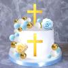 Синее украшение для торта на крещение, украшение для торта в виде креста, украшение для торта для мальчика, сувениры для крестильной вечеринки, принадлежности для крестильной вечеринки