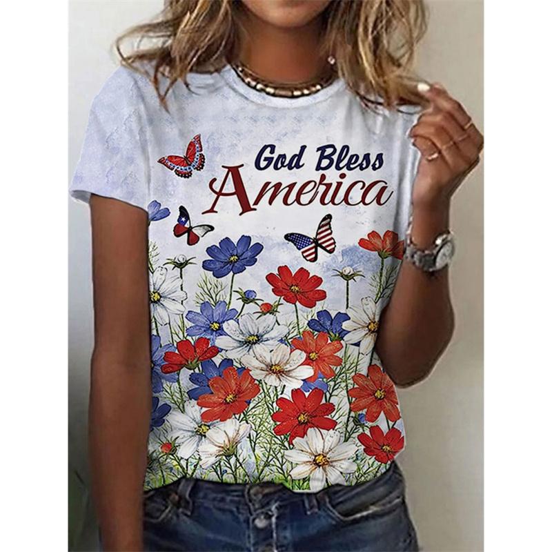 Butterfly Pattern T-Shirt For Women Flower Insects 3D Printed Tees Summer Loose Tops Short Sleeves Personality O-Neck T Shirts