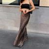 Vintage Leopard Print Trumpet Skirts Female 2024 Street Chic High Waist Long Skirt Spring Office Slim Zipper Skirts