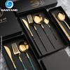 HANYANG Knife & Fork Gift Set Stainless Steel Glossy Mirror Portuguese Cutlery Titanium Spoon Black Gold Spoon & Chopsticks Cutlery Set