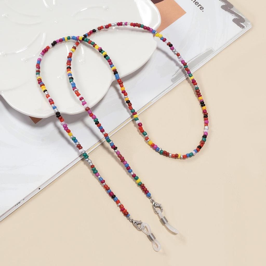 Цепочка для очков и маски двойного назначения из разноцветных рисовых бусин