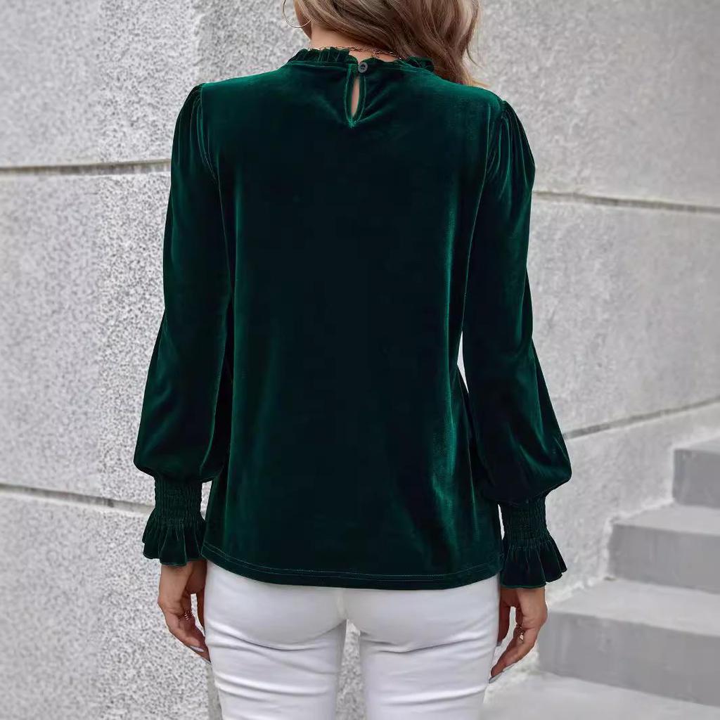 2024 Autumn/Winter Women's Velvet Long-Sleeve Top