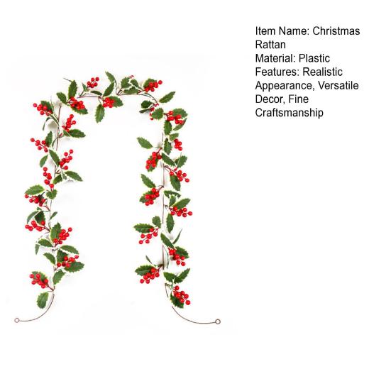 Имитация Рождественской ротанговой лозы Не требующий ухода Искусственный ивовый венок с гирляндой из красных ягод Свадебная вечеринка Домашний декор