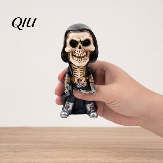 Skeleton Figurine Collectible Halloween Warrior Sculpture, Resin Art Soldier Statue Home Decor, Gunner Realistic Skull Model Ornaments for Desktop
