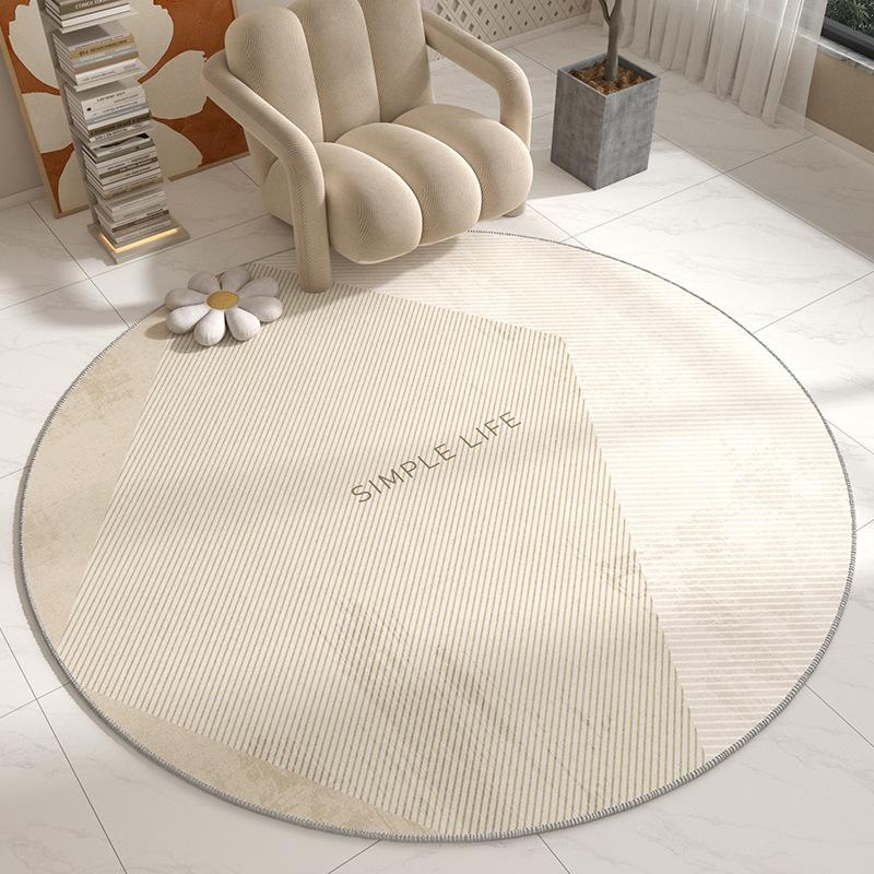 Morandi Gradient Overlapping Circle Round Carpet Anti Slip Thin Circular Rug Reading Nook Bedroom Decor