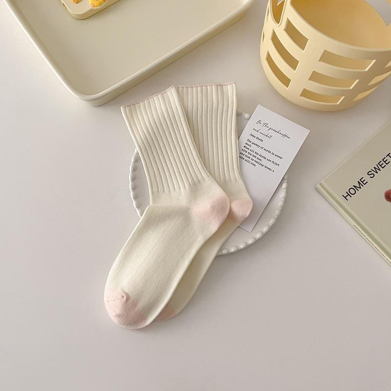 Кремовые носки для женщин без косточек средней длины универсальные свободные носки женские дезодорирующие носки для родов спортивные носки