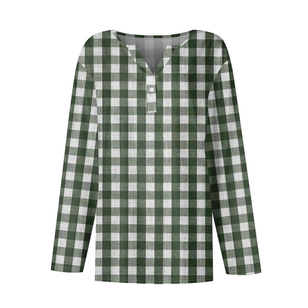 Women's T Shirt Tee Button Long Sleeve Daily Weekend Fashion Basic V- Neck Regular Top