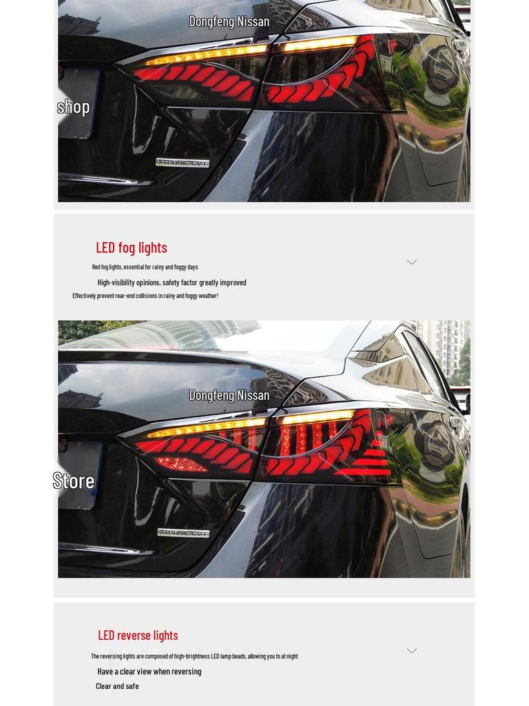 19-22 ALTIMA Teana LED Dragon Scale Tail Light: Daytime Running, Brake, Reverse, Fog