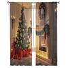 Christmas Tree Wreath Gifts Fireplace Tulle Sheer Window Curtains For Living Room Bedroom Modern Voile Organza Curtains Drapes